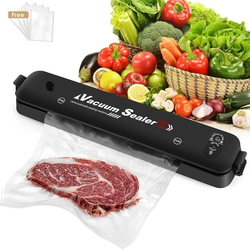 Automatic Food Vacuum Sealer Machine with 10 Sealing Bags, Black