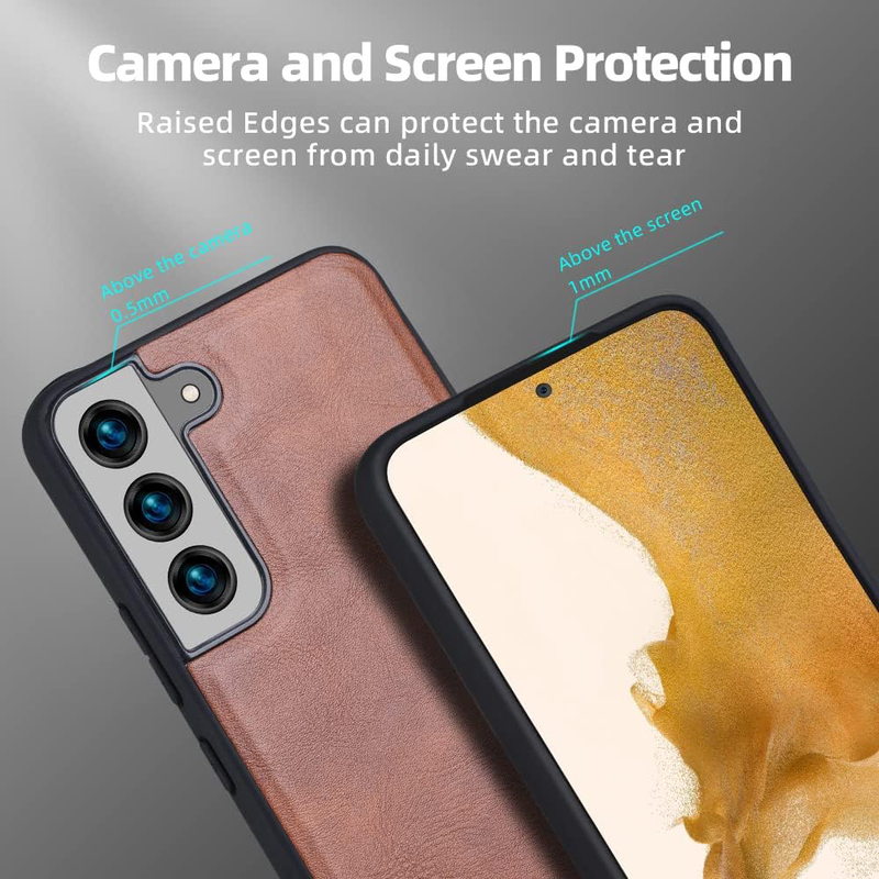 X-Level Samsung Galaxy S22 Plus 5g Earl 3 Series Anti-Scratch Leather Soft TPU Silicone Bumper Shockproof Mobile Phone Case Cover, Brown