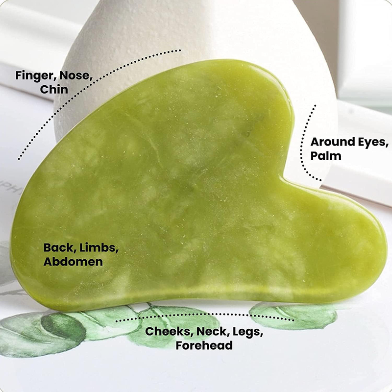 Dasiry Anti-Aging Jade Roller Massage and Gua Sha Facial Tools Set, 2 Pieces, Green/Gold