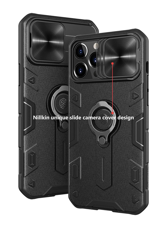 Nillkin Apple iPhone 13 Pro Max 6.7-Inch Slide Camera PC & TPU Impact-Resistant Bumpers Protective Mobile Phone Case Cover, Black