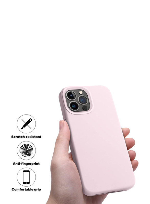 Otofly Apple iPhone 13 Pro Liquid Silicone Slim Protective Shockproof Anti-Scratch Microfiber Lining Mobile Phone Case Cover, Ice Pink