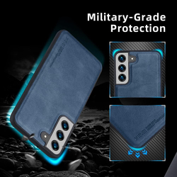 X-level Samsung Galaxy S22 Plus 5G Anti-Scratch Premium PU Leather Soft TPU Bumper Shockproof Protective Mobile Phone Case Cover, Blue