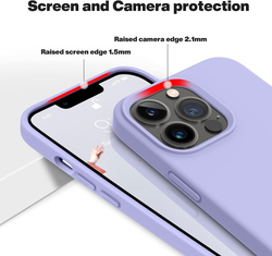 Otofly Apple iPhone 13 Pro Liquid Silicone Slim Protective Shockproof Anti-Scratch Microfiber Lining Mobile Phone Case Cover, Light Purple