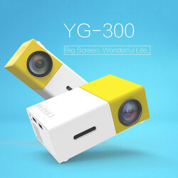 FW1S YG300 LED 1080P Projection Machine with USB, White/Yellow