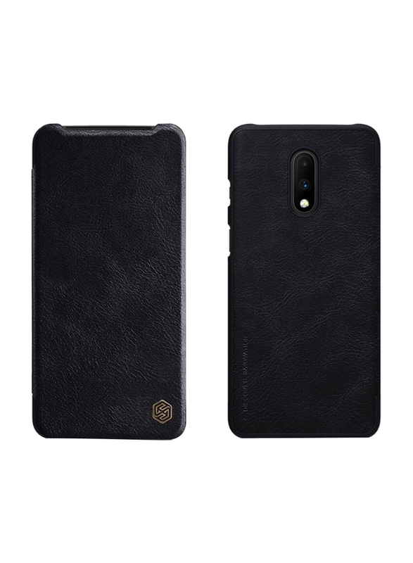 Nillkin OnePlus 7 Qin Ultra Thin Card Slot Smart Leather Flip Mobile Phone Case Cover, Black