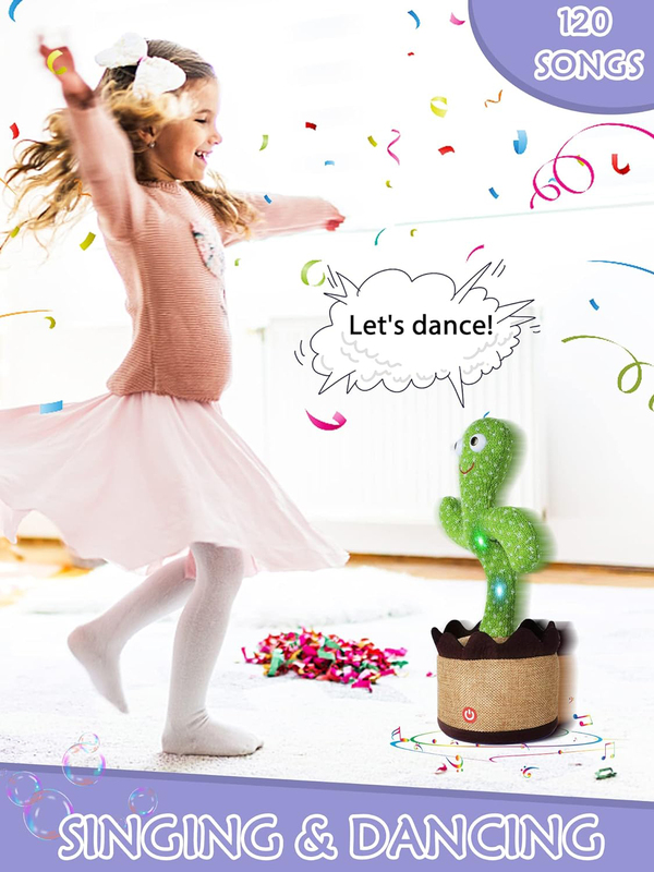 2022 Latest Dancing Cactus Voice Activated Reboot Talking Cactus Baby Toys, Green