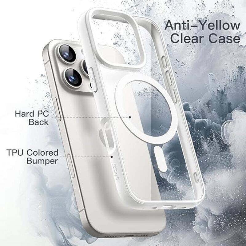 

Generic Magnetic Case for iPhone 16 Pro max Compatible with MagSafe Translucent Matte Back Camera Lens Full Protection Slim Shockproof Phone Cover white
