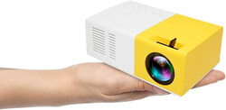 Mini Pocket LED Projector Portable with Remote, White/Yellow