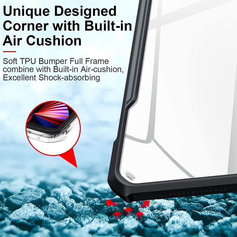 Xundd Apple iPad Pro 5th Gen 12.9-inch 2021/2020/2018 TPU Shock Absorption Case Cover, Black