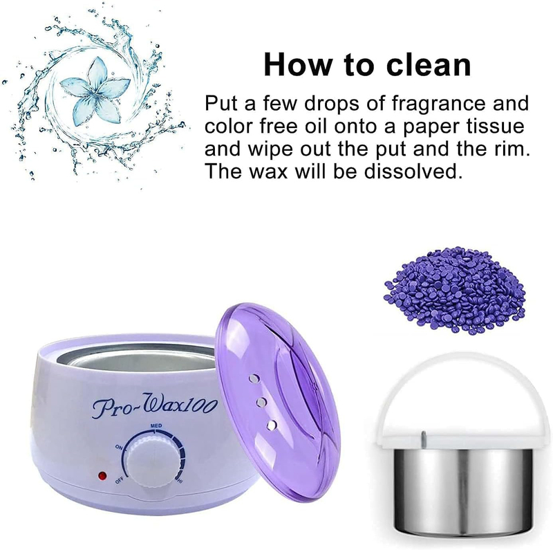 Pro-wax100 Salon Spa Hair Removal Hot Wax Depilatory Paraffin Warmer Heater Machine Pot, White/Purple