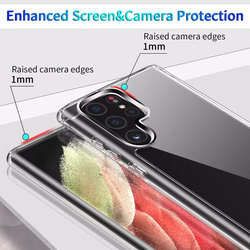 Samsung Galaxy S22 Ultra Tempered Glass Screen Protector & Camera Lens Protector with Silicone Mobile Phone Case Cover, 5 Pieces, Clear