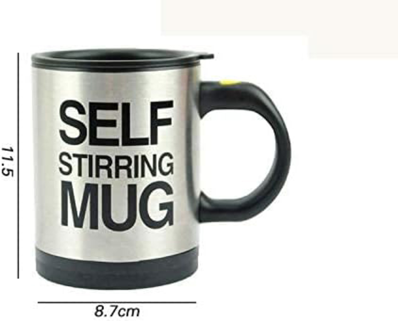 Befound 350ml Automatic Electric Self Stirring Mug, Silver/Black