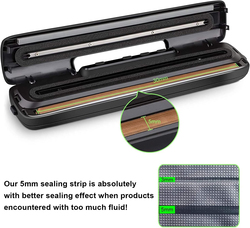 Automatic Vacuum Sealer Machine with 15 Vacuum Sealer Bags, Black