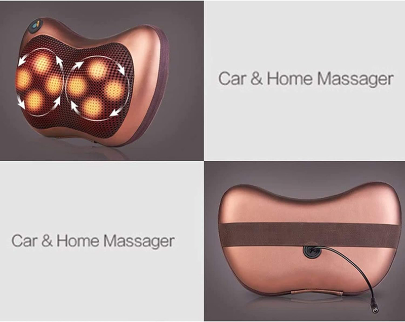 Neck and Shoulders Massage Pillow with Magnet Vibrator Electric Heating Kneading Therapy, Copper