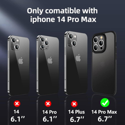 X-Level 6.7-inch Apple iPhone 14 Pro Max (2022) Shockproof Frosted Translucent Thin Military Grade Drop Anti-Drop Hard PC Slim Protective Mobile Phone Case Cover with Soft Silicone Edge, Black