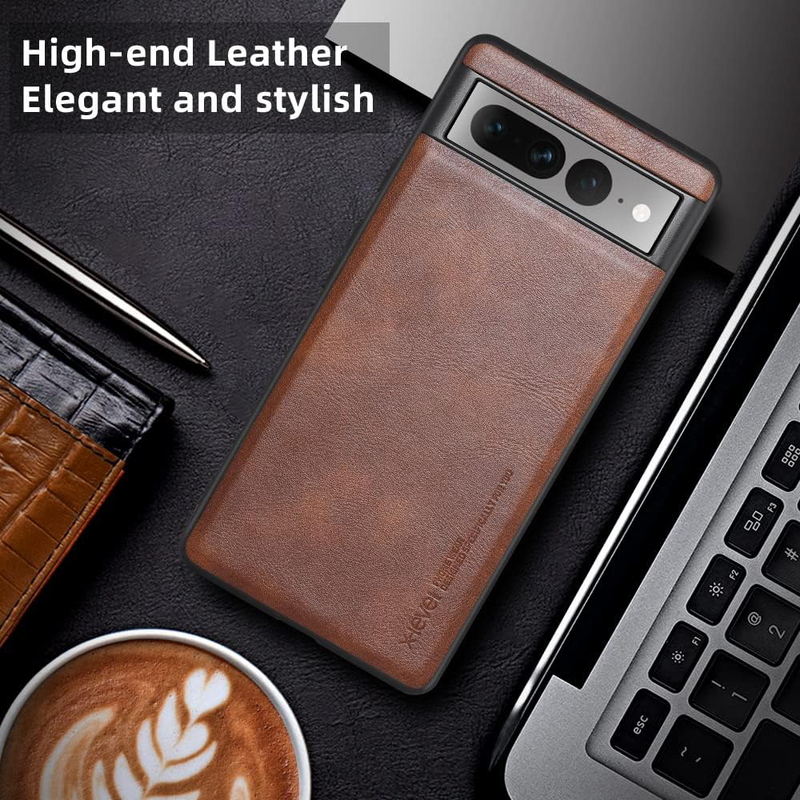 X-Level Google Pixel 7 Pro (2022) PU Leather Soft TPU Bumper Shockproof Mobile Phone Case Cover, Brown