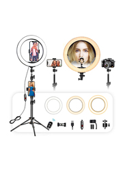 10-inch Perfect Selfie LED Ring Light with Stand and Phone Holder, Black/White