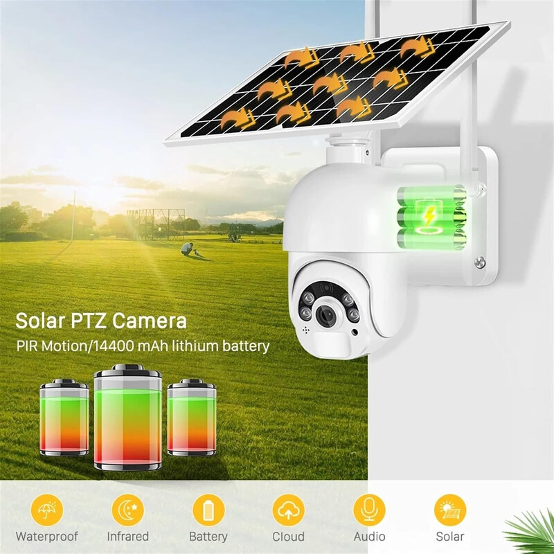 4G Sim Card Speed Dome Mini Solar Powered Outdoor Security Camera, White