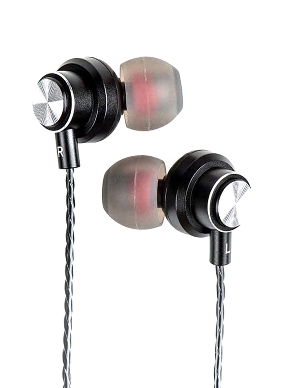 Budi In-Ear Wired Music Sport Earphone and Headphone with Metal Case Stereo, Black