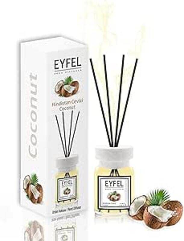 

Eyfel Coconut Reed Diffuser Set 120ML Premium Long-Lasting Fragrance with Elegant Diffuser Sticks for Bathrooms, Living Spaces, Offices, Shops & Showrooms