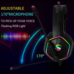 K-15 Over-Ear Gaming Headset with Slashing RGB Light, Black