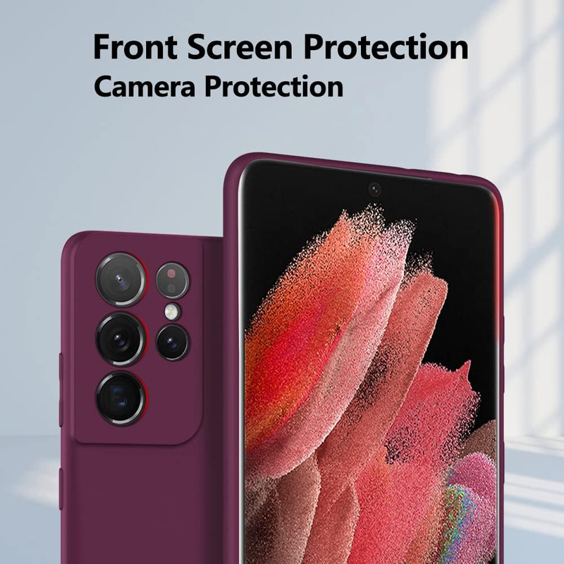 X-Level 6.8-inch Samsung Galaxy S21 Ultra (2021) Dynamic Series Ultra-Thin Soft Silicone Gel Rubber Shockproof Anti-Scratch Mobile Phone Case Cover with Microfiber Lining Cushion, Wine Red