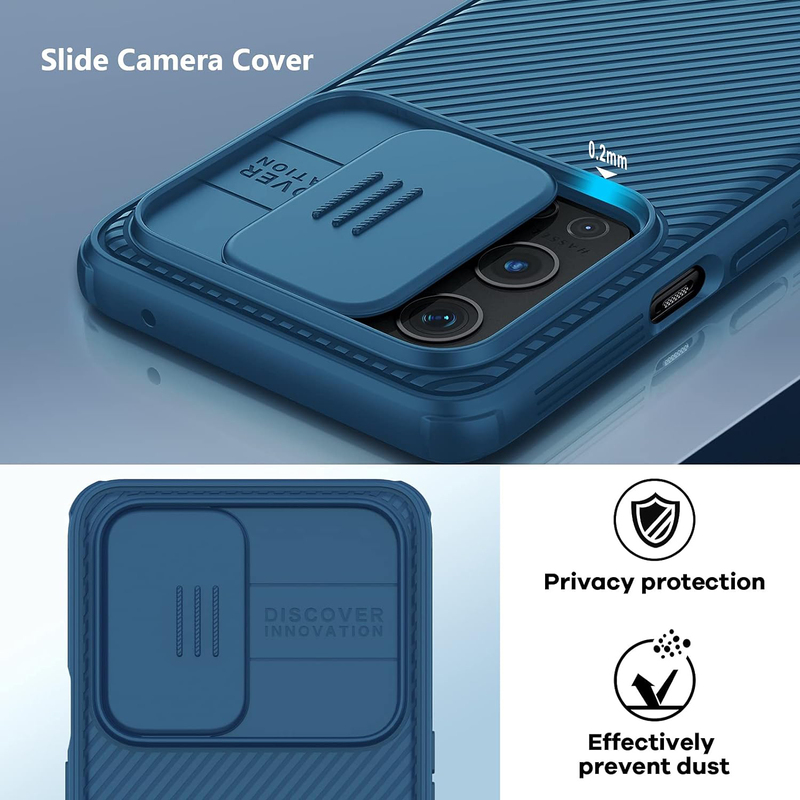 Nillkin OnePlus 9 Cam Shield Pro Protection Mobile Phone Case Cover with Slide Camera, Blue