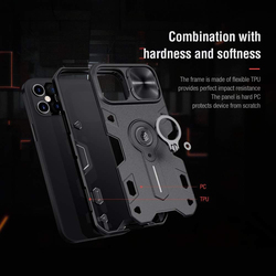 Nillkin Apple iPhone 12 Pro Max Camshield Armor Mobile Phone Case Cover with Slide Camera Cover & Ring Kickstand, Black