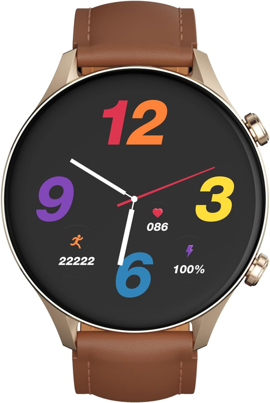 G-tab GT7 1.43 Inch Smartwatch with Music Storage, Brown