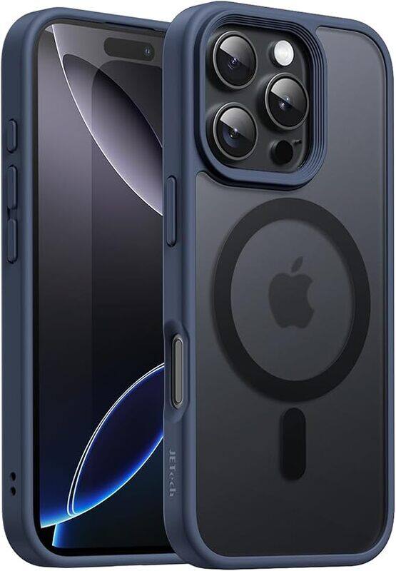 

Generic Magnetic Case for iPhone 15 pro Compatible with MagSafe, Translucent Matte Back Camera Lens Full Protection Slim Shockproof Phone Cover blue