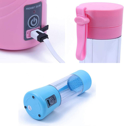 380ml Portable Single Serve USB Rechargeable Juicer, Pink/Clear