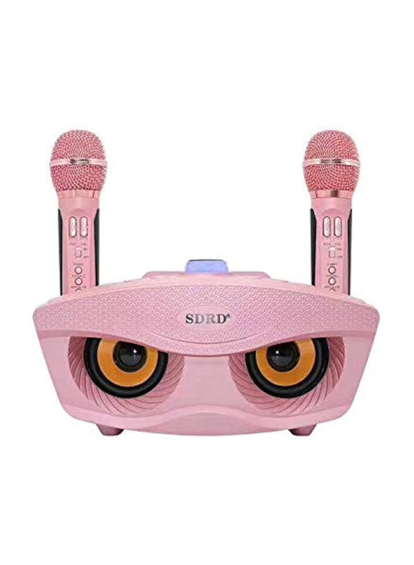 

Sdrd SD-306 Portable Karaoke Machine, Wireless Bluetooth Speaker with 2 Mircophones, Pink