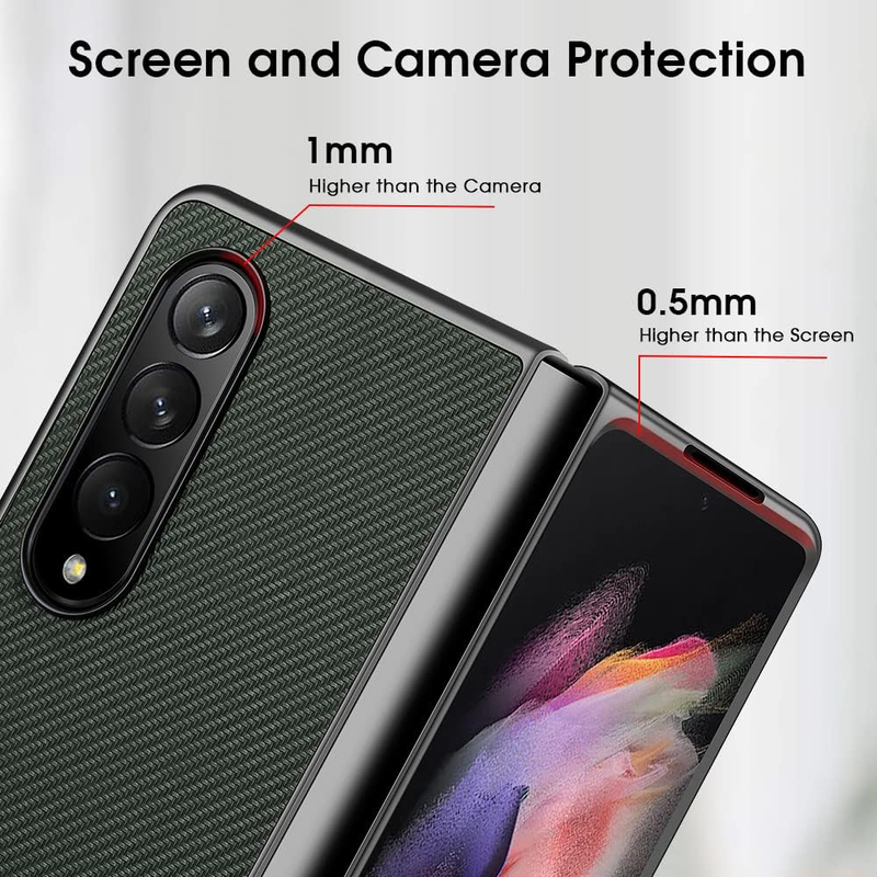 X-level Samsung Galaxy Z Fold 4 5G Strudy Carbon Fiber Heavy Duty Shockproof Hard PC Back Mobile Phone Case Cover Designed, Green