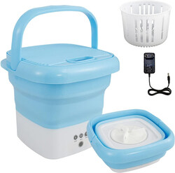 Mini Portable Foldable Washer & Spin Dryer Small Foldable Bucket Washing Machine, Blue