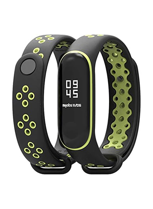 Soft TPU Bracelet Wristband Fashion Replacement Smart Band For Xiaomi Mi Band 3, Black/Green