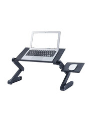 Adjustable Aluminium Laptop Desk with Mouse Pad, Black