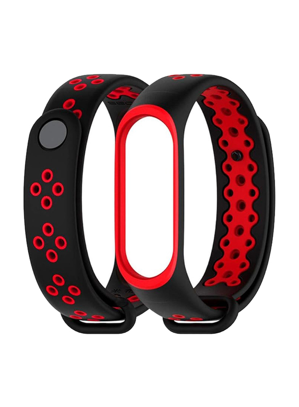 Mijoas Silicone Wristband Strap for Xiaomi Mi Band 3, Red/Black