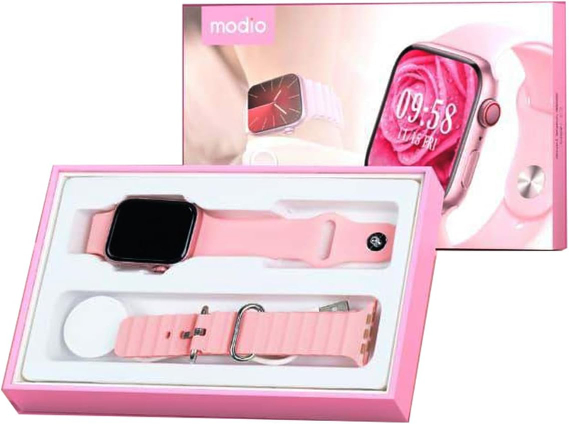 Modio MW09 Mini 36mm Smartwatch with 2 Pair Straps for Women, Pink