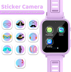 Kids Game 1.54 Inch Smartwatch for Boys Girls, Ages 4-12, Purple