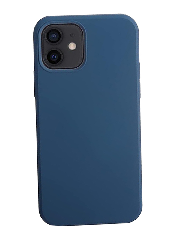 Apple iPhone 12 and 12 Pro Liquid Silicone Soft Gel Rubber Full Body Protection Shockproof Mobile Phone Case Cover, Dark Blue