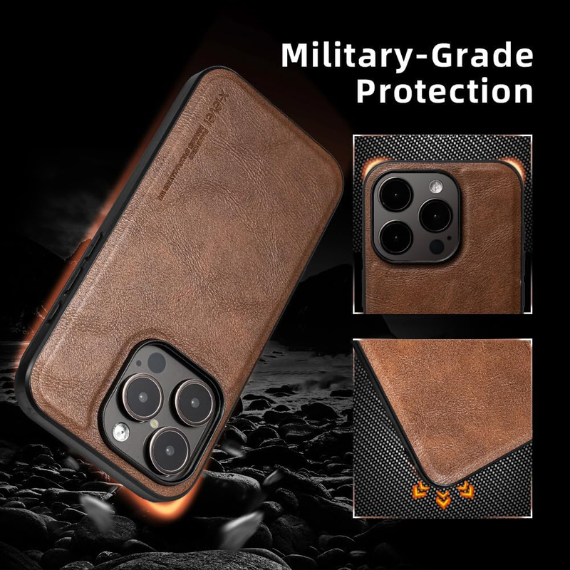 X-Level Apple iPhone 15 Pro Max 2023 Slim Protective Luxury Rugged Shockproof Anti-Scratch Non-Slip Mobile Phone Case Cover, Brown