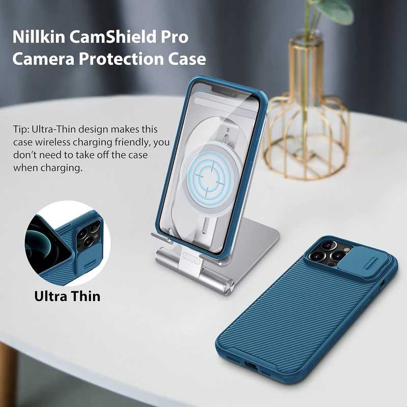 Nillkin Apple iPhone 13 Pro Max Cam Shield Shockproof Protective Mobile Phone Case Cover with Camera Cover, Blue