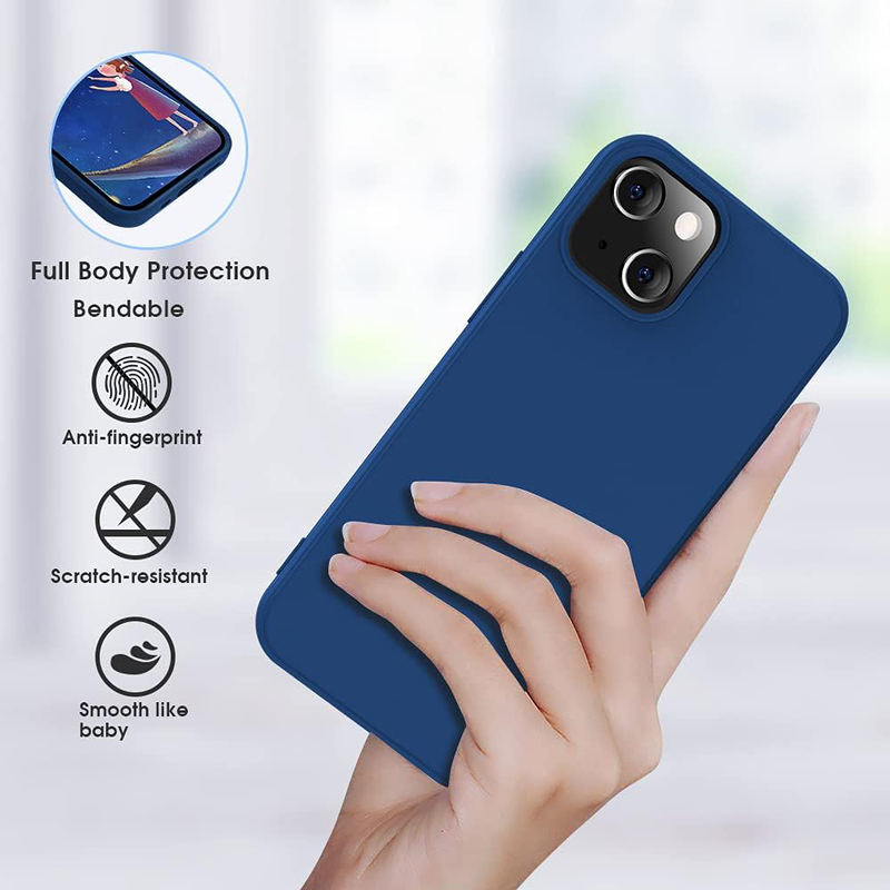 X-level Apple iPhone 13 6.1" (Dynamic Series) Ultra Thin Soft Liquid Silicone Cover with Microfiber Lining Cushion Protective Mobile Phone Case Cover, Navy Blue