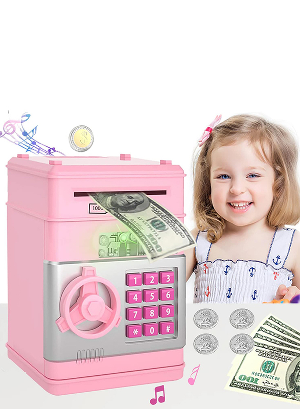 Cute Mini ATM Money Bank with Password/Music & Auto Scroll Paper Money Saving Box Toy, Ages 2+