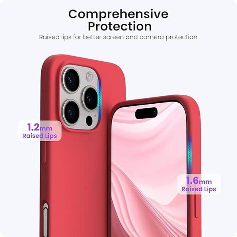 

Generic Premium Liquid Silicone Case for iPhone 16 Pro Silky Soft Touch, Full-Body Protection, Anti-Scratch, Shockproof, and Wireless Charging Compatible red