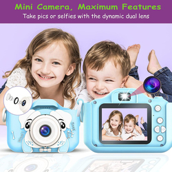 Kid's Digital Dual Screen Anti-Drop Cartoon Camera Selfie Camera with 32GB SD Card, 20 MP, Blue