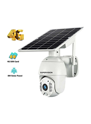 Supervision 4g 5MP Sim Card Solar PTZ Outdoor Solar Camera with Wi-Fi & Sim Card, White