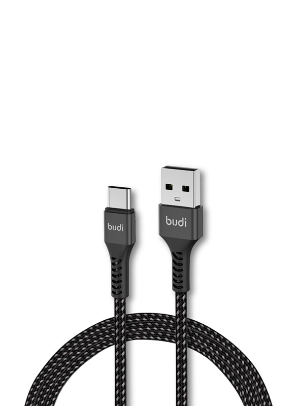 

Budi 1-Meter Charge/Sync Braided Cable, USB Type A to USB Type-C for Smartphones/Tablets, Black