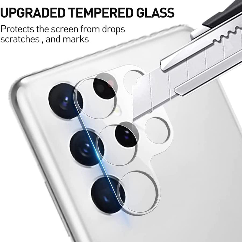 Samsung Galaxy S22 Ultra Tempered Glass Screen Protector & Camera Lens Protector, 2 Piece, Clear