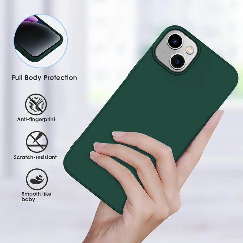 X-Level Apple iPhone 14 6.1-Inch 2022 Ultra-Thin Dynamic Series Slim Soft Gel Rubber Camera Protection Microfiber Lining Cushion Shockproof Mobile Phone Case Cover, Midnight Green